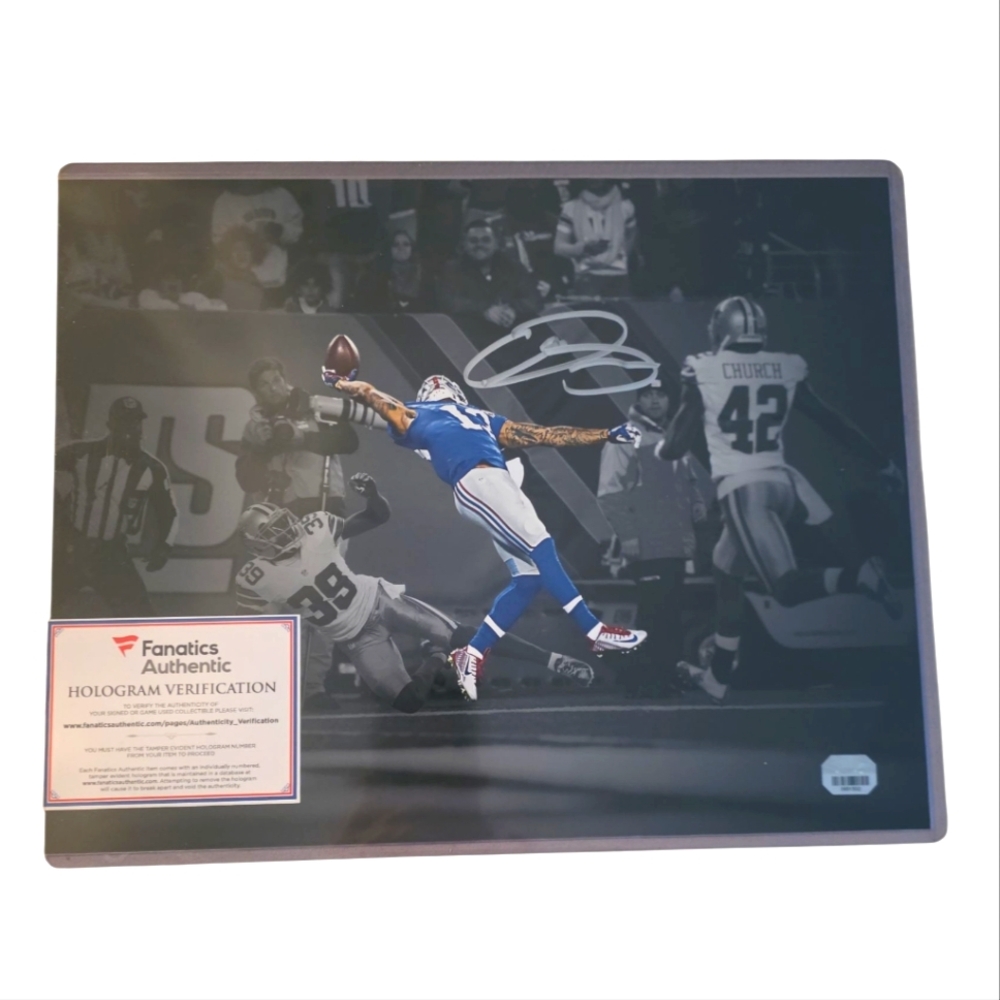Autographed Football Photo with Odell Beckham Jr. NY GIANTS